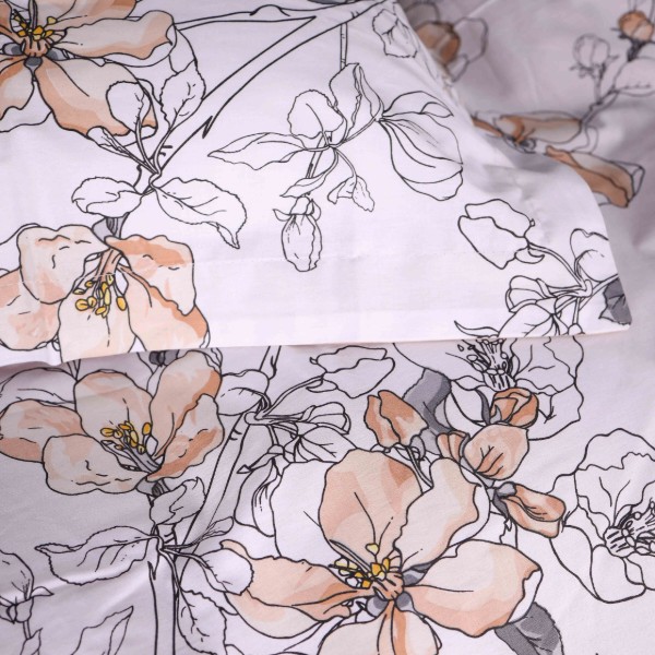 Фото - Комплект постільної білизни MirSon Поплін 00-2 Beige Flowers 220х240 (2200009700286)